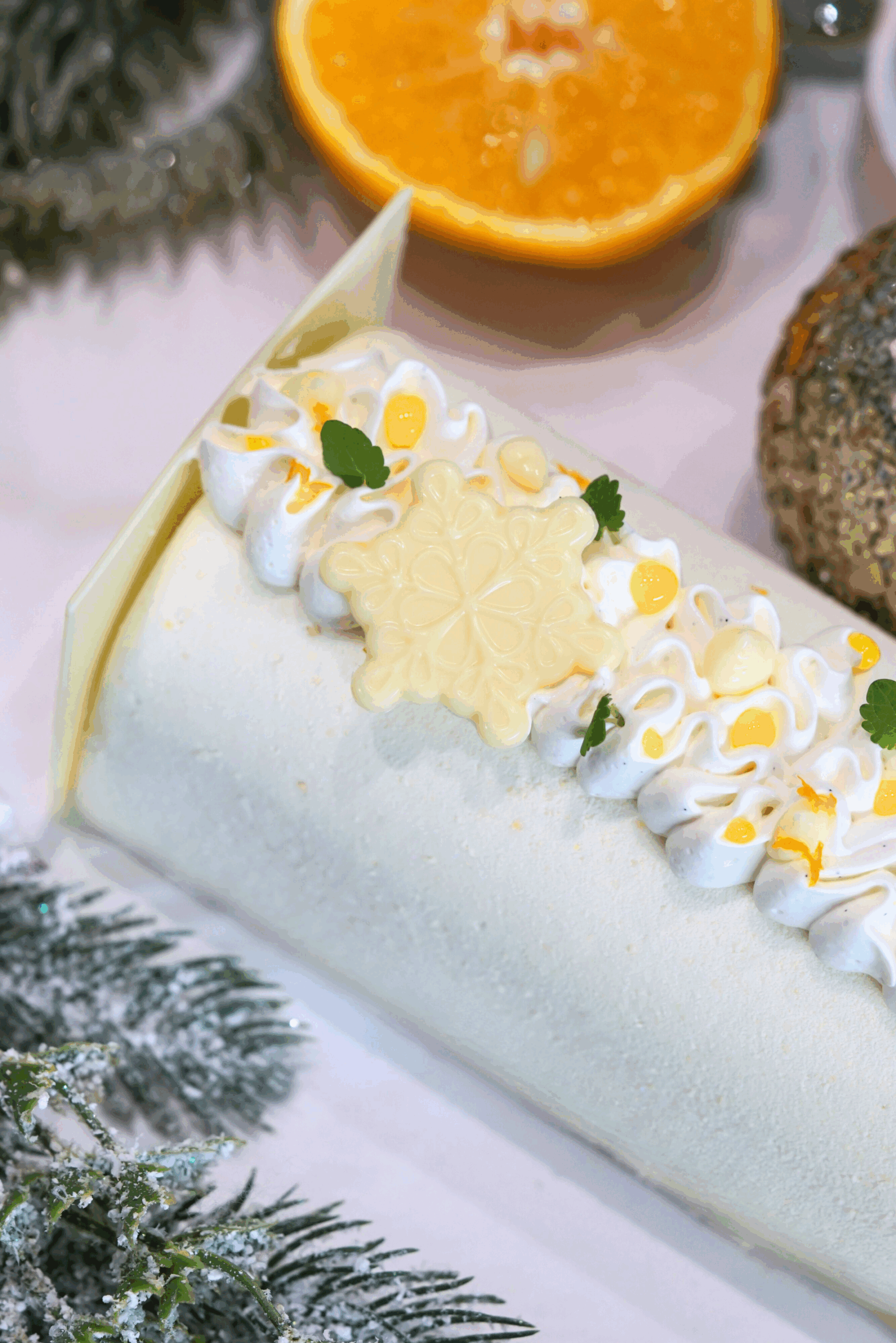 Bûche Lueur d'Oranger - Agrumes & Eau de Fleur d'oranger